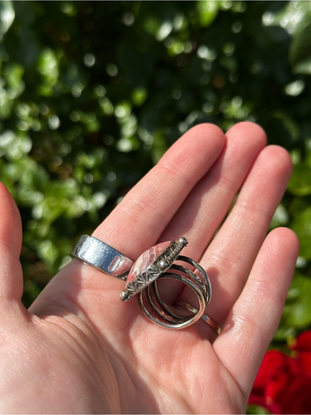 Pink Rhodochrosite Statement Ring - Picture 3 of 5